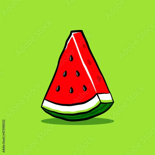 Obraz Slice Watermelon Hand Drawn Vector, Water Melon Flat Vector, Watermelon Vector Illustration Watermelon Slices