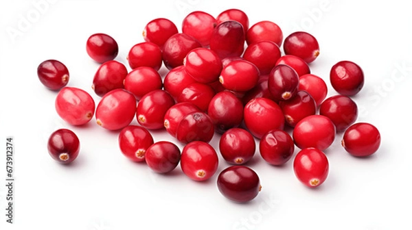 Fototapeta Cranberries on Isolated White Background
