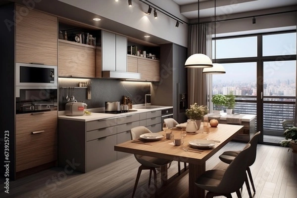 Obraz luxury designed kitchen in a small apartment