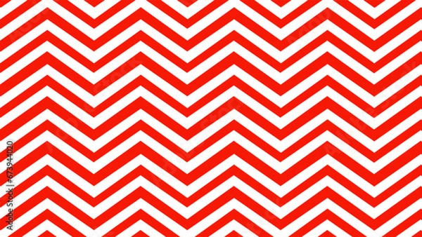 Fototapeta Red and white zigzag wave geometric pattern background