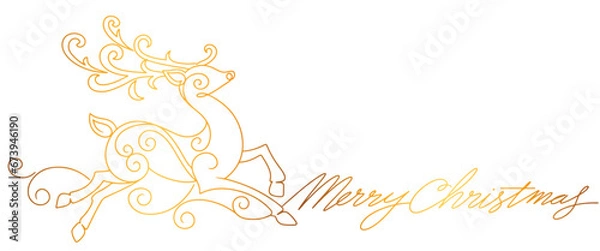 Fototapeta merry christmas line art lettering with gold line vector eps