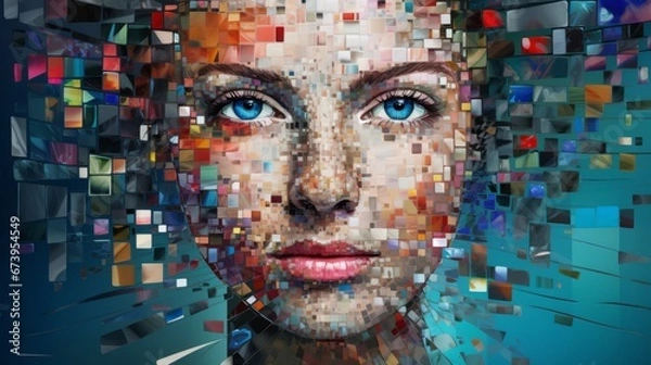 Obraz na płótnie mozaikowy portret twarzy