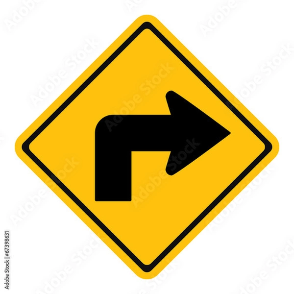 Obraz Warning traffic sign turn right