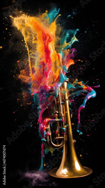 Fototapeta Some instruments of my "Pixeljazz" project in some color splash to visualize their tune and dynamic sound.