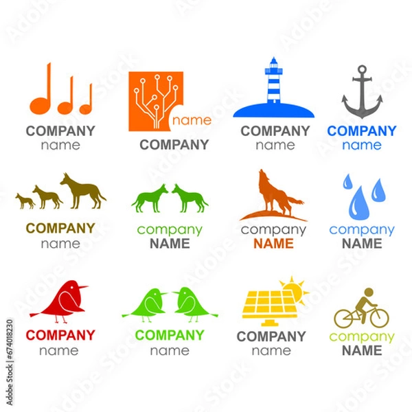 Fototapeta Company logo designs. Abstract business company logo.
Set of abstract designs isolated on white suitable for a company logo, icon or symbol.