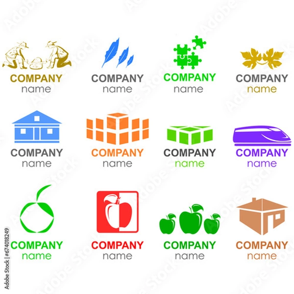 Obraz Company logo designs. Abstract business company logo.
Set of abstract designs isolated on white suitable for a company logo, icon or symbol.