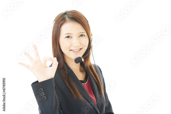 Fototapeta ガッツポーズのオペレーター