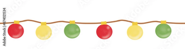 Fototapeta Christmas ball string seamless pattern