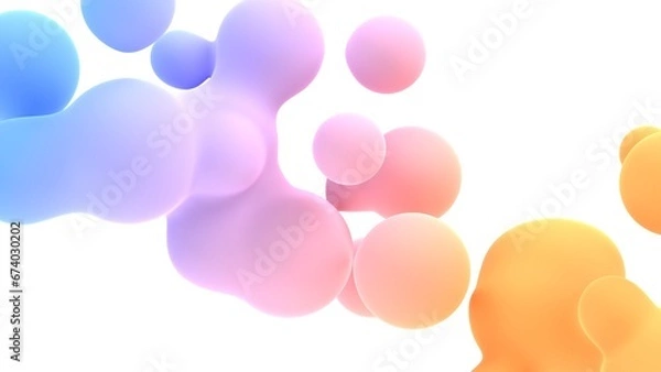 Fototapeta fluid metaball satisfying 3d illustration, abstract motion graphics loop background. can be used to represent concept of soft, bubbles or creative template