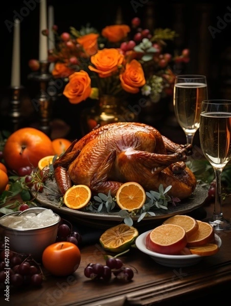 Fototapeta christmas dinner table