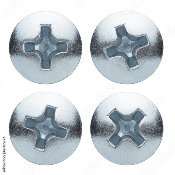 Obraz Screw heads isolated on a white background
