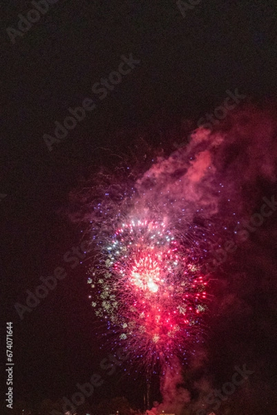 Obraz Red fireworks with smoke