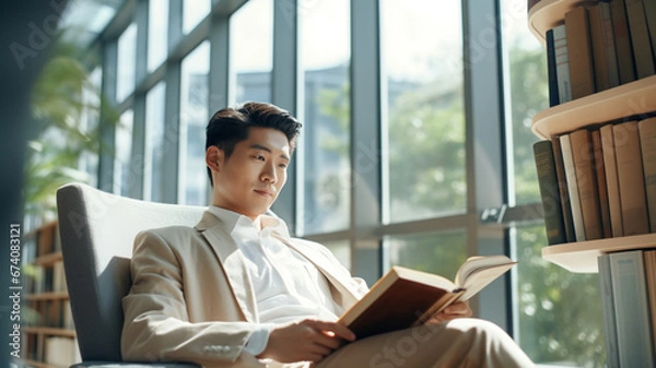 Obraz 本を読む男性