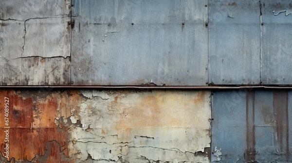 Fototapeta Rough, textured and wrinkled old iron surface, grunge abstract background