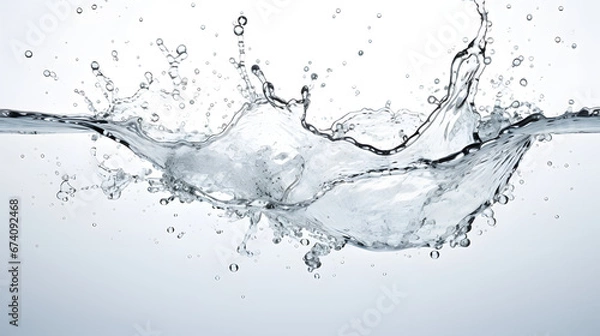 Fototapeta High-Quality Photo of a Super Clear Water Splash on a Pure White Background