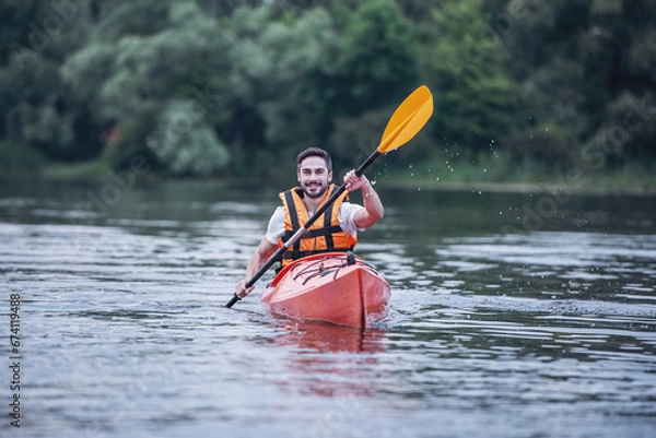 Obraz Man and kayak