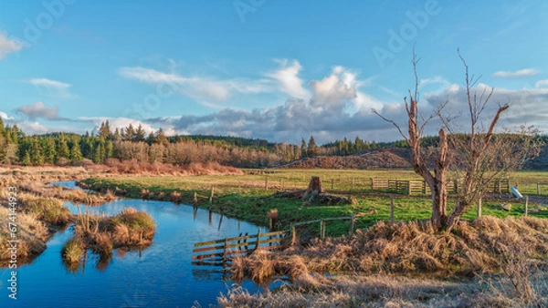 Obraz River Along The Farm