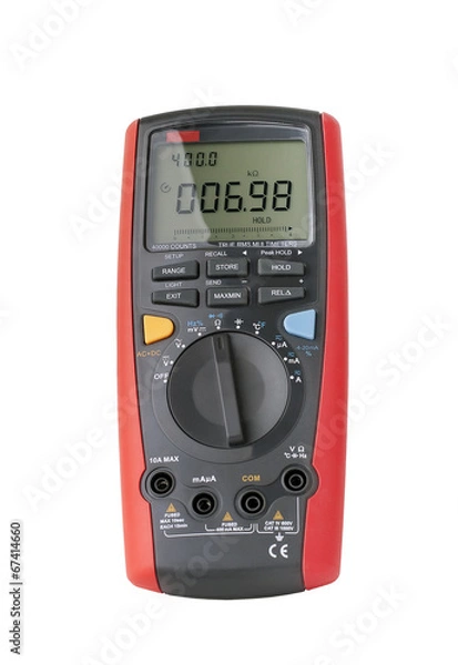 Obraz Red digital multimeter isolated