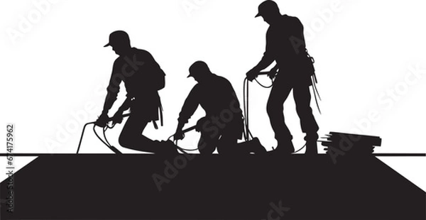 Obraz Peak Performance A Black Vector Roof Worker Icon Roofscape Master A Crafty Roofing Emblem