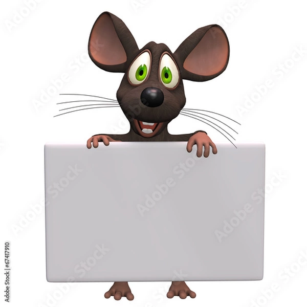 Obraz Cartoon mouses with a blank sign