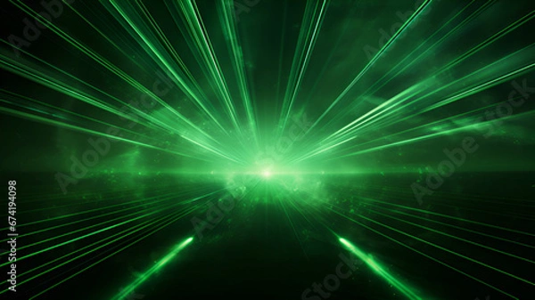 Fototapeta abstract background with green rays | generative AI