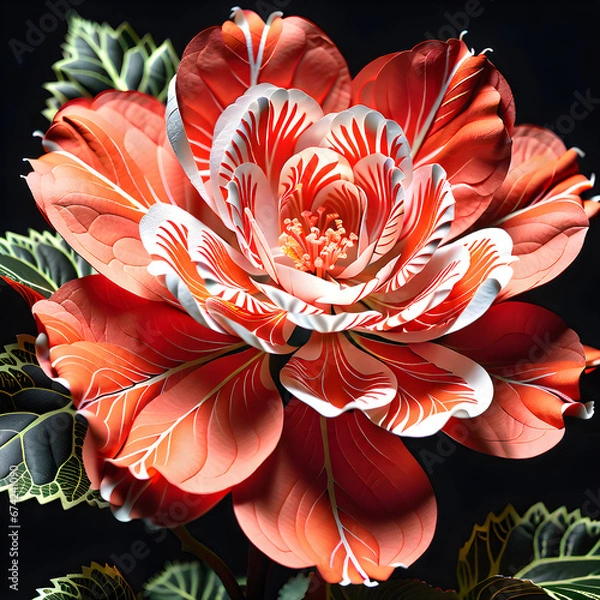 Obraz Captivating Begonias in Paper Art: A Kaleidoscope of Vibrant Hues and Creative Mastery.(Generative AI)