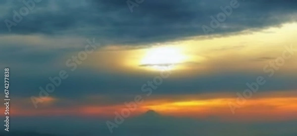 Obraz blur background of sunset among on the evening horizon