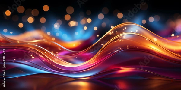 Fototapeta Vibrant color and particle-infused wallpaper, perfect for captivating visual storytelling on Adobe Stock Image. This dynamic wallpaper combines vivid hues with mesmerizing particles, offering versatil