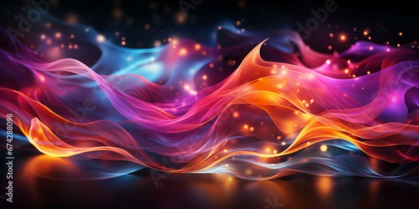 Fototapeta Vibrant color and particle-infused wallpaper, perfect for captivating visual storytelling on Adobe Stock Image. This dynamic wallpaper combines vivid hues with mesmerizing particles, offering versatil