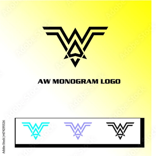 Fototapeta aw monogram logo