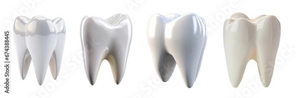 Obraz Set of elegant and shiny tooth isolated on a transparent or white background