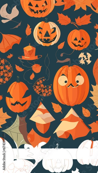 Fototapeta halloween seamless pattern created with generative AI