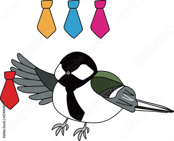 Obraz ネクタイを選ぶシジュウカラ