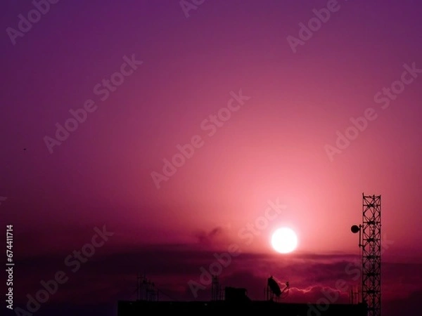 Obraz sunset on the city view 