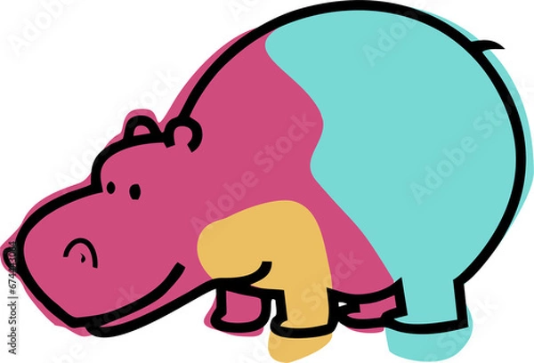 Obraz pink hippo with heart