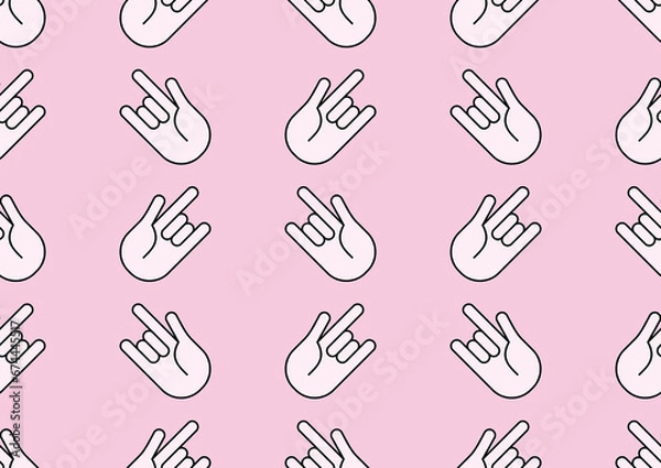 Fototapeta Seamless Pattern HSeamless pattern in the shape of fingers showing love. Arranged alternately on a pink background.and Love