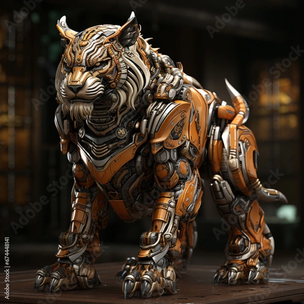 Obraz 3D tiger robot