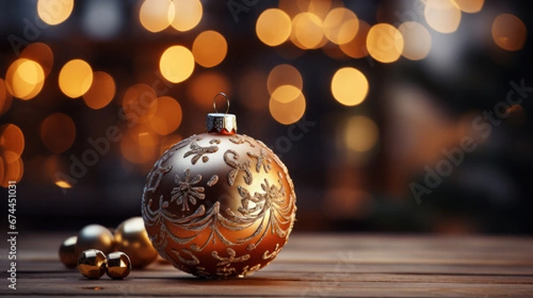 Obraz golden christmas ball. Generative AI