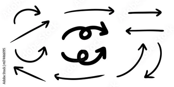 Fototapeta ペンの手書きの矢印セット_黒