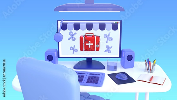 Obraz Computer isolated 3d render illustration