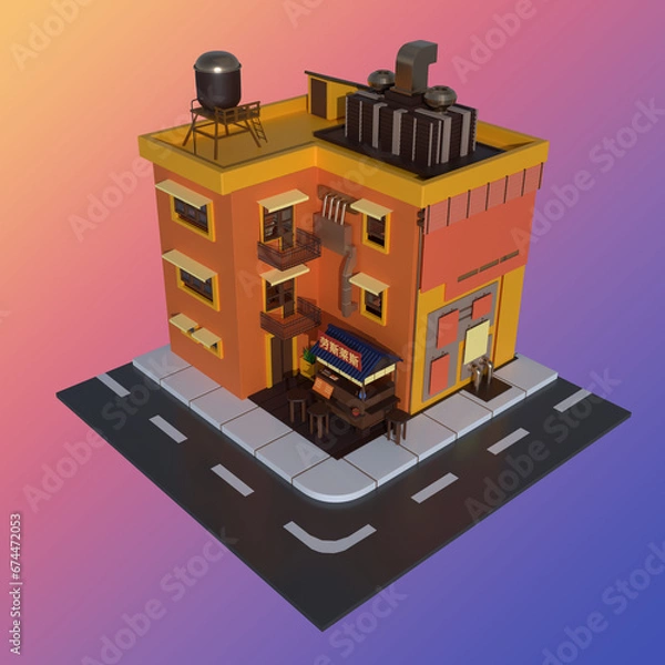 Obraz 3d rendering of isometric house