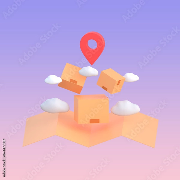 Obraz 3d parcel delivery