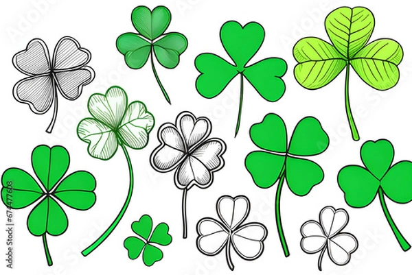 Fototapeta Draw various four leaf clovers.
Generative AI