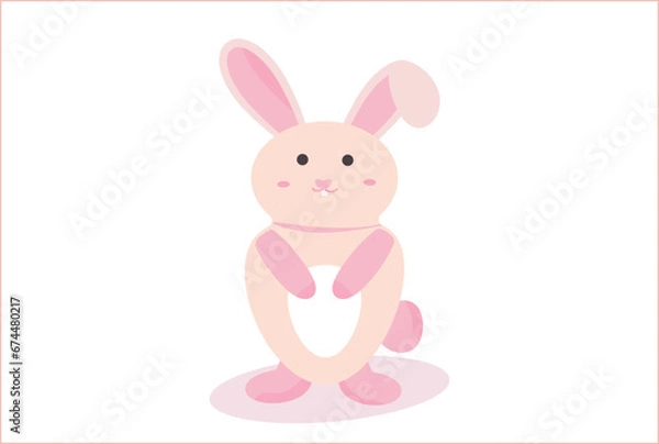 Obraz Pink rabbit in flat design