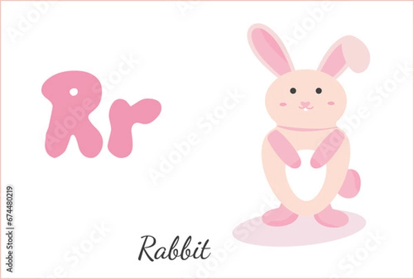 Fototapeta Rabbit Letter R for English Alphabet