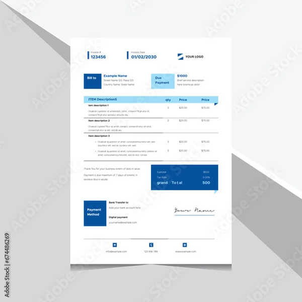 Obraz Minimal Invoice Template