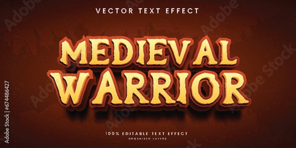 Fototapeta Medieval warrior 3d text effect 