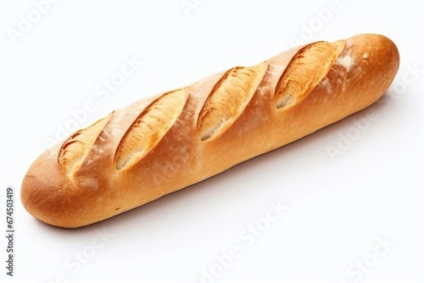 Fototapeta Generative AI : French loaf bread isolated on transparent or white_
