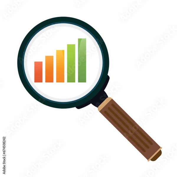 Obraz Graphic chart magnifier glass isolated on white background perfect for business analytic illustration