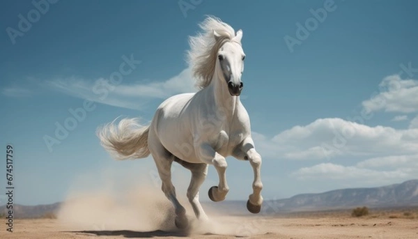 Obraz white horse running